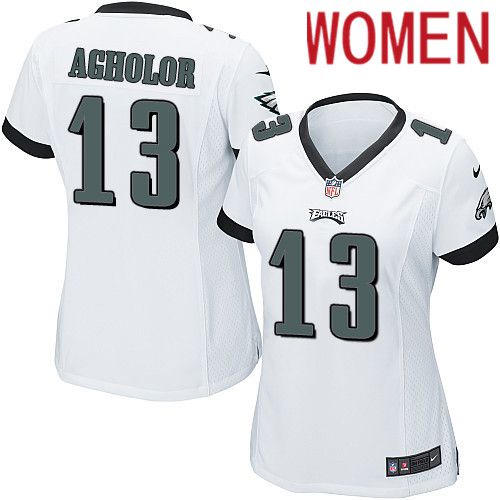 Women Philadelphia Eagles 13 Nelson Agholor Nike White Game NFL Jersey